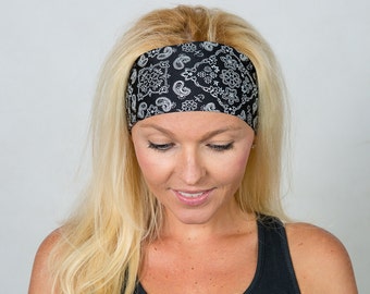 Yoga Headband-Black Workout Headband-Running Headband-Fitness Headband-Bandana Headband-Fashion Headband-Women Head Wrap-Wide Headband-Black