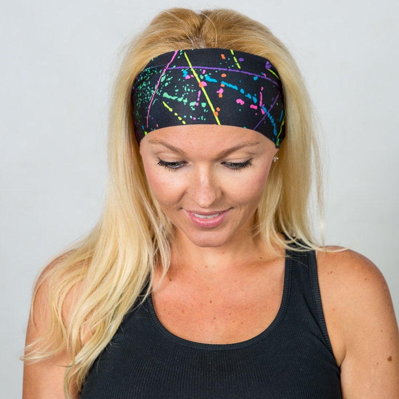 Yoga Headband-Running Headband-Black Bohemian Headband-Black Fitness Headband-Women Headband-Moisture Wicking Headband-No Slip Headband image 2