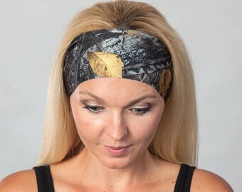 Camouflage Headband-Bohemian Headband-Gray Headband-Fitness Headband-Head Wrap-Wicking Headband-Workout Headband-Running Headband