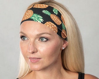 Yoga Headband-Workout Headband-Fitness Headband-Running Headband-Women Headband-Boho Headband-Hair Accessories-Pineapple Print