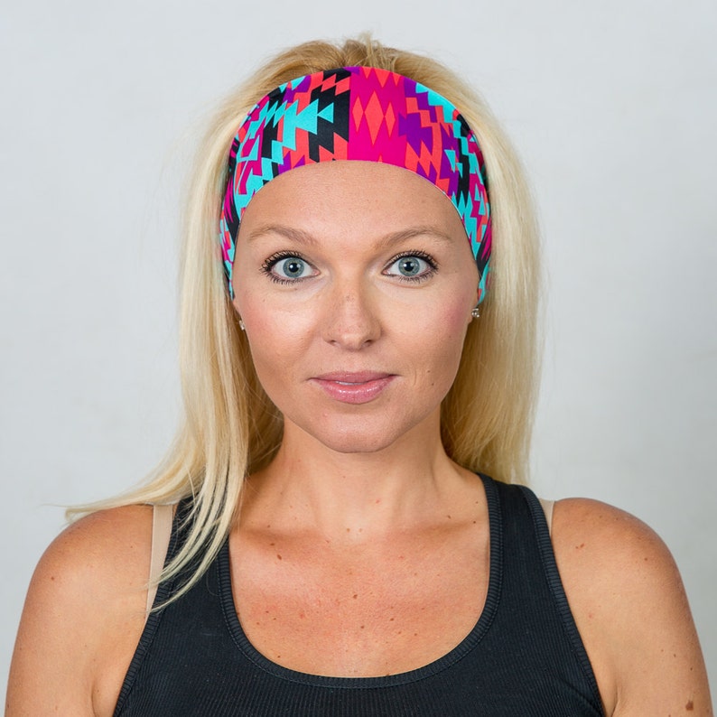Running Headband-Workout Headband-Fitness Headband-Yoga Headband-Gym Gear-Boho Headband-Fashion Headband-Women Head Wrap-Aztec Print image 4