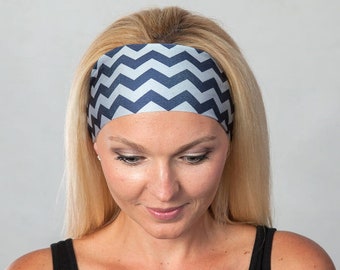 Yoga Headband-Workout/Fitness Headband-Athletic Running Headband-Silver/Navy Women Headband-Moisture Wicking Headband-Gym Gear