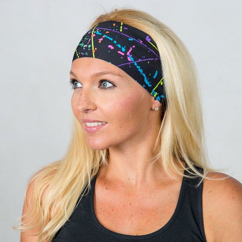 Yoga Headband-Running Headband-Black Bohemian Headband-Black Fitness Headband-Women Headband-Moisture Wicking Headband-No Slip Headband image 5