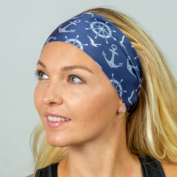 Yoga Headband-Workout/Fitness Headband-Running Headband-Women Headband-Moisture Wicking Headband-Nautical Headband-Hair Accessories