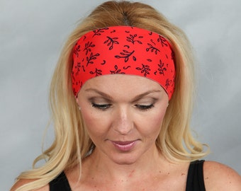 Yoga Headband-Red Workout Headband-Running Headband-Fitness Headband-Bohemian Headband-Fashion Headband-Women Headband-Wide Headband-Red