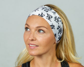 Yoga Headband-Fitness Headband-Running Headband-Workout Headband-Chinese Print Headband-Women Headband-Moisture Wicking Headband