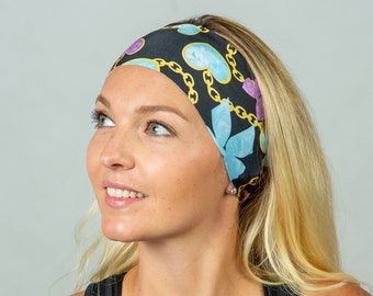 Yoga Stirnband-Fitness Stirnband-Workout Stirnband-Laufstirnband-No Slip Stirnband-Mode Stirnband-Hearts Print Breites Stirnband-Head Wrap