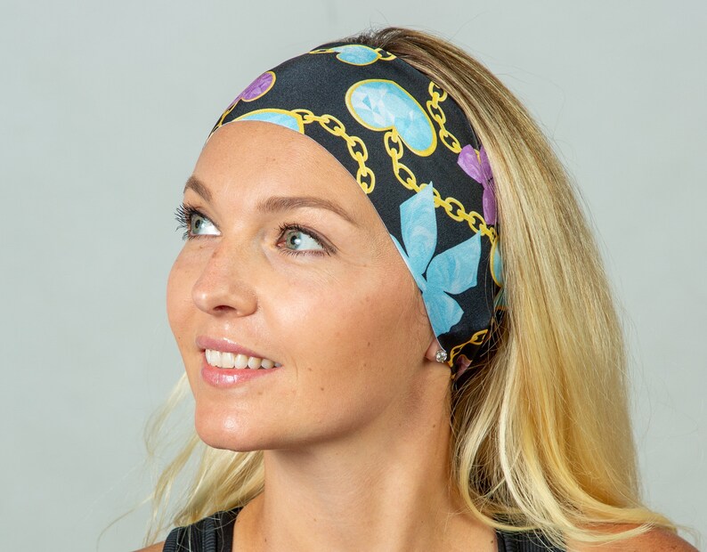 Yoga Headband-Fitness Headband-Workout Headband-Running Headband-No Slip Headband-Fashion Headband-Hearts Print Wide Headband-Head Wrap image 1