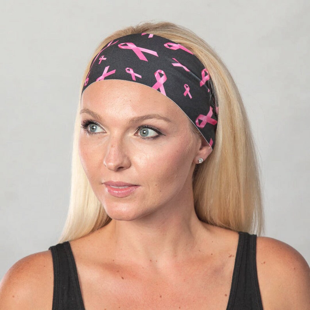 Breast Cancer Awareness Headbandpink/blackworkout Etsy