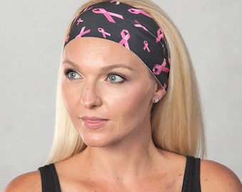 Breast Cancer Awareness Headband-Pink/Black-Workout Headband-Yoga Headband-Fitness Headband-Running Headband-Women Headband-Boho Headband