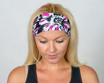 Yoga Headband-Workout Headband-Running Headband-Fitness Headband-Wicking Headband-Fashion Headband-Women Head Wrap-Wide Headband-Floral