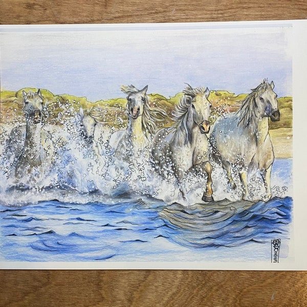 Pferde Kunstdruck - Camargue Pferde aus Frankreich - Art Home Decor