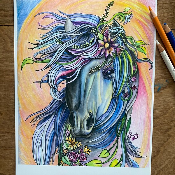 Horses Art Print - Print of My Original Artwork - Fanciful Horse Art