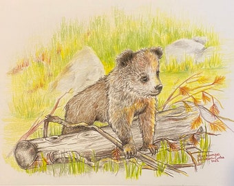 Little Bear Playing - Art Print