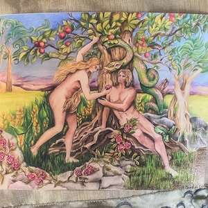 Impresión de arte del Jardín del Edén - Arte de Adán y Eva