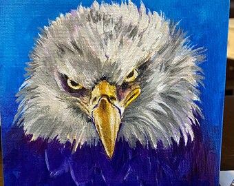 Bald Eagle Painting on Mini Canvas 5”x5”