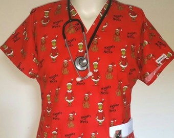 the grinch naughty or nice christmas scrub topespecially tailored scrub tops for men male nurses techs vets dental and professionals - Christmas Scrub Top the grinch naughty or nice christmas scrub topespecially tailored scrub tops for men male nurses techs vets dental and professionals - Christmas Scrub Top