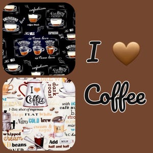 Fabric Coffee Lovers Espresso Americano 100% high quality 48" wide cotton by yd /Fat Quarters 1/2 yd quilt pj's curtains crafts Scrub caps