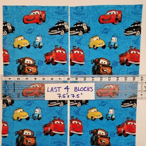 FABRIC Cars Pixar Lightning Mcqueen Mater Guido Luigi Sheriff Red Firetruck 100% quilting cotton 1/2 yd FQ kids decor boy nursery crafts image 10