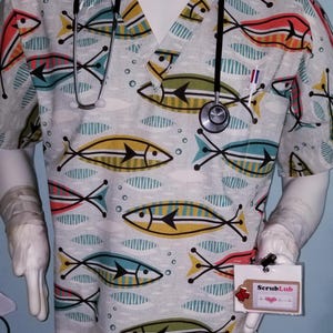 Scrub Tops CUSTOMER sends fabric/ purchase their own fabric ELSEWHERE and Send It To ME for unique Custom Scrub Shirts V neck special gifts. image 16