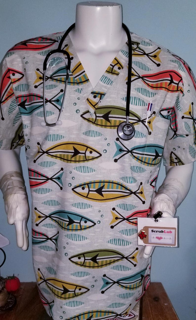 Scrub Tops CUSTOMER sends fabric/ purchase their own fabric ELSEWHERE and Send It To ME for unique Custom Scrub Shirts V neck special gifts. image 16