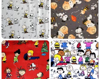 Tessuto Charlie Brown Peanuts Gang 100% cotone per quilting, difficile da trovare, disponibile in metri, mezzo metro, FQ, ideale per regali, abbigliamento, camici, lavori creativi fai da te, Snoopy
