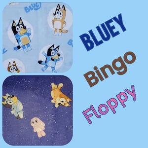 Tecido Bluey Bingo Floppy Circles ou Goodnight 100% algodão 1/2 jarda FQ quilting artesanato diversão DIY vestidos de festa decoração de quarto infantil vestuário de berçário