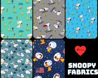 Fabric Snoopy Woodstock Happy Dance Charlie Brown Peanuts100% Cotton Quilting HTF Yards 1/2 yard FQ gifts great for scrub tops/caps crafts