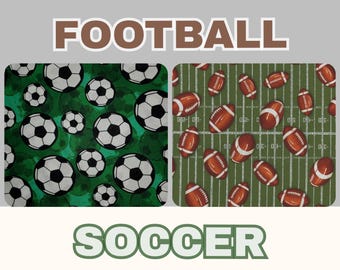 Fabric Soccer or Football Play Ball 100% cotton FQ 1/2 Yd quilt cozy apron DIY I Spy sports craft tote