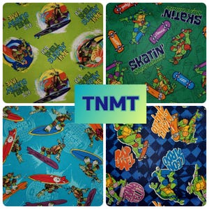 Fabrics Teenage Ninja Turtles TNMT Surfin'/Skatin'/Sewer 100% Cotton FQ/Yd quilts sewing DIY crafts scrub caps gifts kids decor retro gift