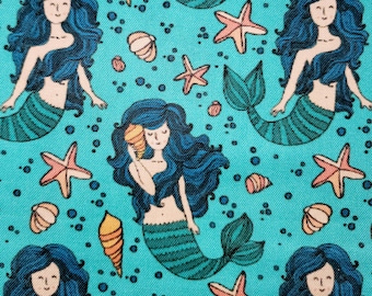 FABRIC Mermaids Selkies Starfish Shells half yd/Fat quarters perfect for crafts kids clothes toddler shorts quilting I Spy quilt cotton