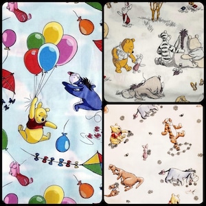Fabric Winnie the Pooh Eeyore Tiger soft blues/whites 100% Cotton Fabric HTF by Yd 1/2 yd FQ quilting diy nursery baby bibs decor crafts DIY