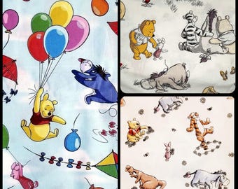 Fabric Winnie the Pooh Eeyore Tiger soft blues/whites 100% Cotton Fabric HTF by Yd 1/2 yd FQ quilting diy nursery baby bibs decor crafts DIY