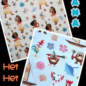 Tessuti Moana Hei Hei Pua Hawaiian 2 scelte 100% cotone Quilt FQ/ YD/mezzo iarda artigianato cuffie scrub per bambini tutine bavaglini federe Disney borse