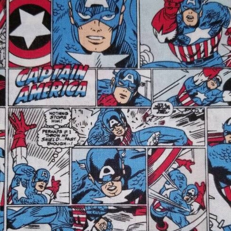 Fabrics Capt America Hulk Spiderman Avenger 1/2yd FQ 100 Quilting