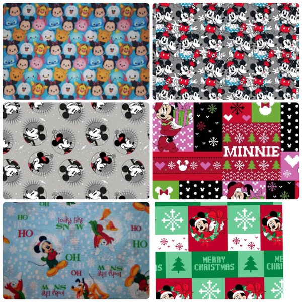 Fabrics Mickey Mouse Minnie All Year Tsum Tsum Christmas 100% Cotton HTF  Yards, 1/2 yard gifts great for clothing scrub caps crafts DIY