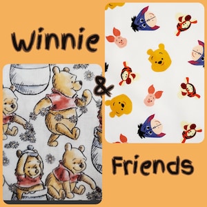 Tela Winnie the Pooh y sus amigos Honey Barrel Sticky Fun 100 % algodón HTF yd 1/2 yarda FQ acolchado manualidades guardería, decoración infantil mantas de bebé