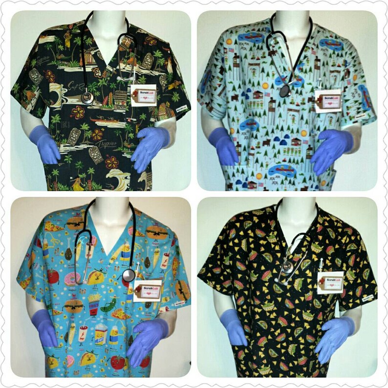 Scrub Tops Skull Island Pirate World Travel Custom V Neck Relaxed Fit