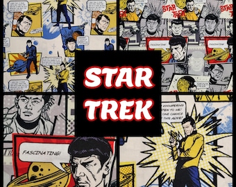 RARE Fabrics Star Trek Capt Kirk Spock 100% Quilting Baumwolle von yd / FQ 1/2 yd Cosplay perfekt für Kissen, Dekor Schürzen I Spion Quilts Fliegen