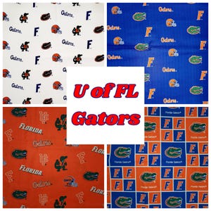 TISSU Gators U of FL college 100 % coton lisse courtepointe artisanat d'un demi-yd/Fq Scrub Cap artisanat confortable, décor de noeuds hayon 2025 NCAA Champs