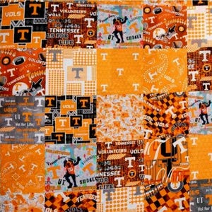 Fabric Tennessee VOLS Cheater Quilt Vols/Smoky Volunteer Patch 100% Cotton 60" wide by FQ or 1/2 Yd crafts cozys pillows decor Diy Scrub cap