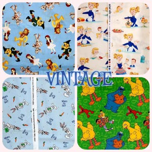 RARE Fabric VINTAGE Treasures Michael Miller What's Up Doc 100% quilting cotton Wizard Oz/Bugs Bunny/Tweety/Nemo/Sesame St