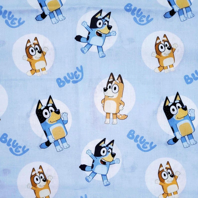 Fabric Bluey Bingo Floppy Circles or Goodnight 100% Cotton 1/2 Yd FQ ...