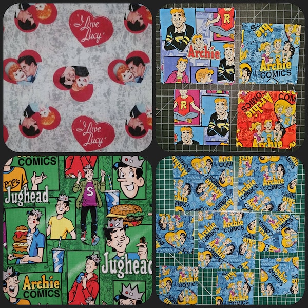 Classic Fabrics Archie. I love Lucy. Soft 100% cotton BLUE HTF  by Yard quilting fat quarters 1/2 yard gifts great for scrub tops crafts DIY