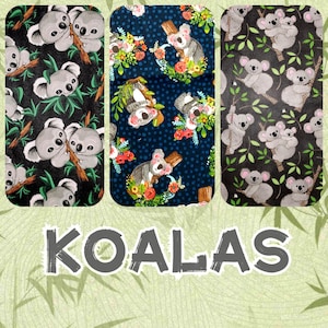 FABRICS Koalas 3 Choices: Down Under / Koalas Flowers/Mama Baby 100% cotton FQ 1/2 Yd quilts pillows DIY I Spy crafts blankets vet caps