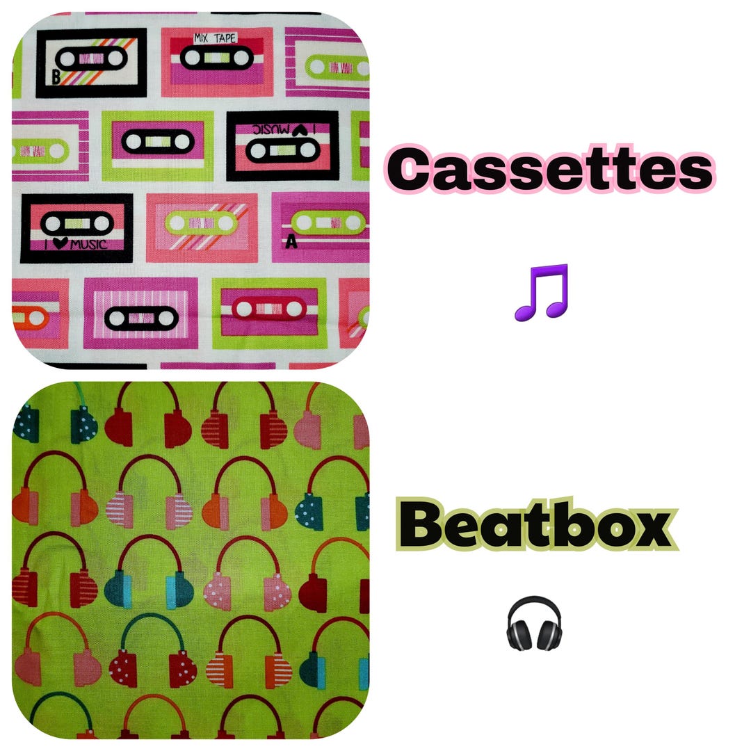 Fabric Cassettes Retro Mix Tape/beatbox Headphones Retro Music Audio ...