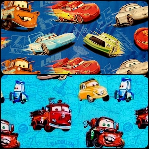 FABRIC Cars Pixar Lightning Mcqueen Mater Guido Luigi Sheriff Red Firetruck 100% quilting cotton 1/2 yd FQ kids decor boy nursery crafts image 6