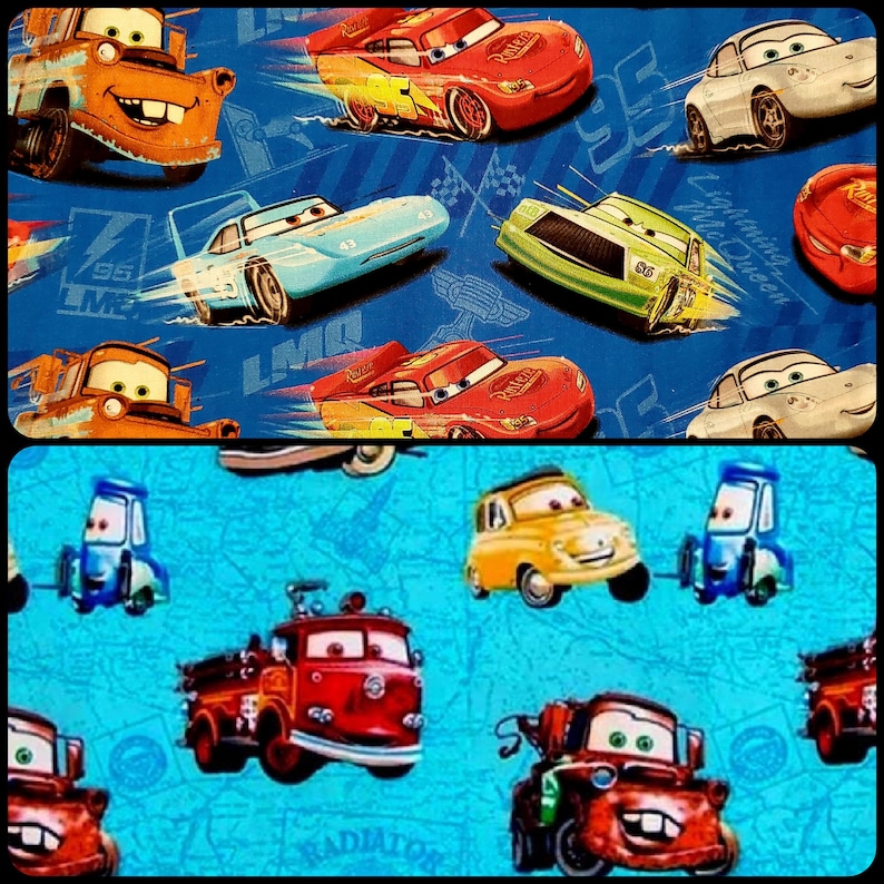 FABRIC Cars Pixar Lightning Mcqueen Mater Guido Luigi Sheriff Red Firetruck 100% quilting cotton 1/2 yd FQ kids decor boy nursery crafts image 6
