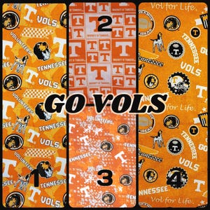 Fabric NEW Tennessee Vols/Smoky Volunteers 4 choices 100% Cotton Quilting by Yard FQ 1/2 Yd perfect for scrub tops/caps ribbons  pillows DIY