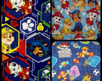 Fabrics Paw Patrol Chase Marshall Rubble Rocky  1/2 yd 100% Cotton Fq Quilt DIY crafts scrub caps HTF  by 5&quot;x 5&quot; pre-cut square I Spy quilt